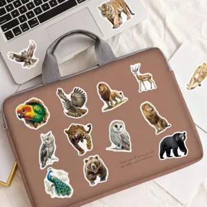 Waterproof vintage animal stickers featuring various wildlife designs for laptop decoration.