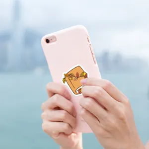 Bookish autumn leaves waterproof sticker detail showing aesthetic reading decor on phone case.