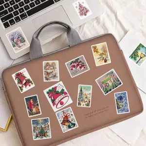 Vintage Christmas stickers waterproof retro holiday decals for laptop decor and cup