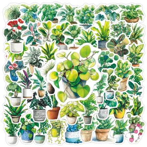 Grüne Zimmerpflanzen Graffiti Aufkleber Wasserdichtes PVC Süße Cartoon Pflanzen Abziehbilder Für DIY Dekoration Scrapbooking Handwerk