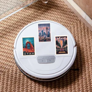 Vintage US travel poster stickers featuring Utah, Dallas, and Miami city designs waterproof.