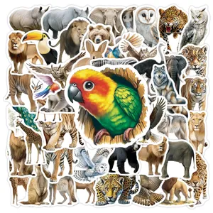 50pcs vintage animal stickers waterproof cute cartoon wildlife decals for phone luggage laptop