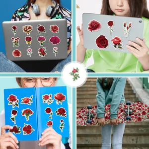 Waterproof red rose stickers set for laptop skateboard phone case DIY decoration aesthetic