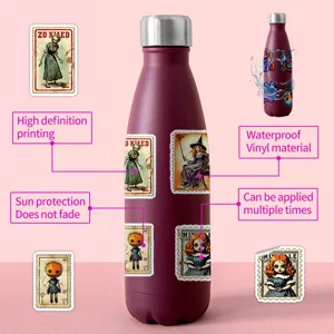 Halloween vintage stamp waterproof vinyl stickers for luggage and water bottle decor.