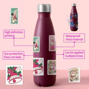 Vintage Christmas waterproof graffiti stickers set for water bottle decoration 50pcs