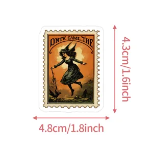 Halloween vintage witch postage stamp sticker waterproof decorative sticker for luggage.