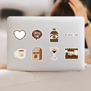 Waterproof coffee aesthetic laptop stickers vinyl decals cute coffee lover decor gifts.