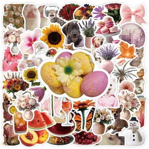 Cute cat and dog waterproof vinyl stickers set for water bottle phone DIY decoration pack 50pcs