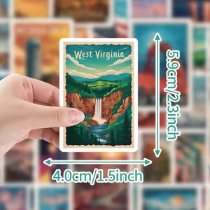 Vintage West Virginia landscape sticker waterproof decal for phone and water cup decor.
