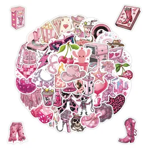 Pink cowgirl aesthetic stickers pack waterproof vinyl cute Y2K decorative decals for laptop