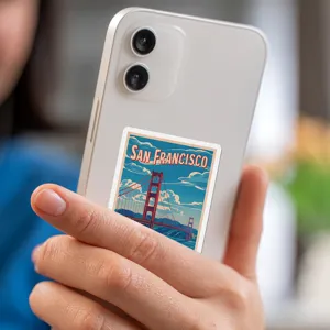 San Francisco vintage travel poster sticker for mobile phone and water bottle decoration.