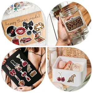 Waterproof decorative stickers set with luxury red gold glitter design for cup and phone.