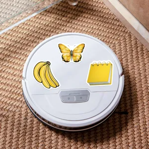 Adesivi decorativi estetici gialli con simpatici disegni di farfalla e banana per fai da te