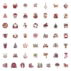 Burgundy Christmas stickers waterproof cute holiday decals for journal skateboard DIY decor