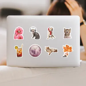Cute waterproof vinyl stickers set featuring funny cats dogs and cute designs for DIY decor.