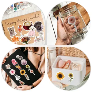 Cute cat and dog waterproof vinyl stickers set for water bottle phone laptop DIY decoration.