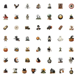 50pz adesivi Halloween retro vintage impermeabili in vinile per borraccia decorazione.