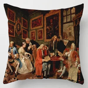 Vintage European oil painting throw pillow cover, classic court art linen cushion cover for sofa.