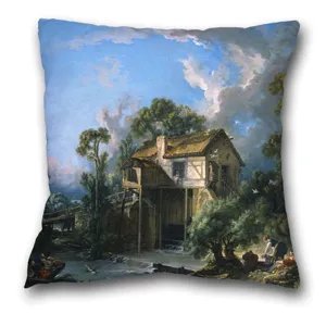 Housse de coussin carrée imprimée peinture à l'huile classique, déco salon canapé.