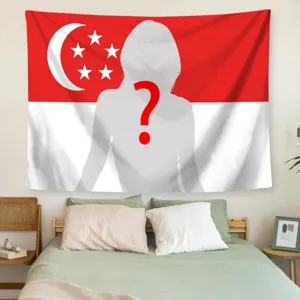 Custom Singapore Flag Tapestry Silhouette Wall Hanging Bedroom Aesthetic Room Wall Decor