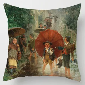 Vintage oil painting throw pillow cover, medieval art cushion case for living room sofa sofa decor