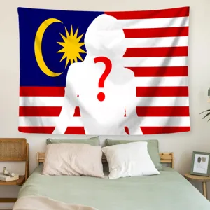 Custom Malaysia flag tapestry with person silhouette wall hanging decor for bedroom dorm room