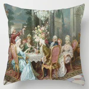 European medieval court character linen throw pillow cover for living room sofa home decor.