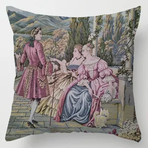European medieval court character print throw pillow cover linen sofa cushion home decor.