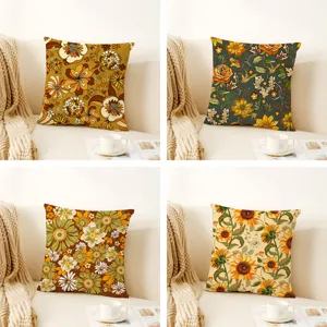 Vintage Bohemian Botanical Floral Throw Pillow Cover Dutch Velvet Square Cushion Case For Sofa Home Decor