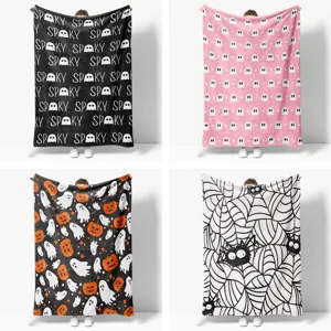 Halloween Wohndecke Kuerbis Gespenst Spinnennetz Flauschige Decke Sofa Heimtextilien