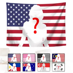Custom flag tapestry with person silhouette design, perfect for dorm bedroom wall decor.
