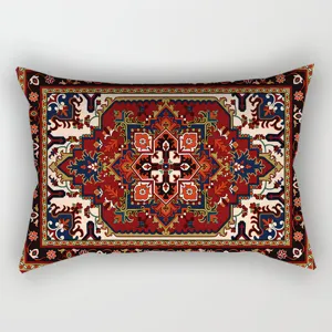 Detailansicht des vintage persischen geometrischen langen Kissenbezugs mit traditionellem Muster.