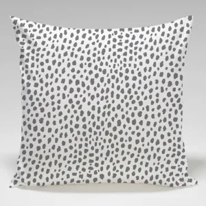 Abstract grey dash pattern detail view of square throw pillow cover for modern decor.