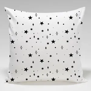 Black and white geometric star pattern throw pillow cover, modern minimal sofa cushion case.