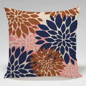 Decorative dahlia flower printed pillowcase, stylish abstract floral cushion cover for home.