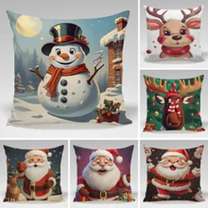 Christmas throw pillow cover cute cartoon holiday decorative cushion for sofa and bed decor