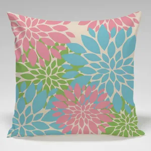 Decorative dahlia print throw pillow cover for living room sofa home decor comfortable fabric.