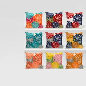Modern Dahlia Floral Decorative Pillowcase Polyester Peach Skin Velvet Square Cushion Cover For Living Room Home Sofa Decor
