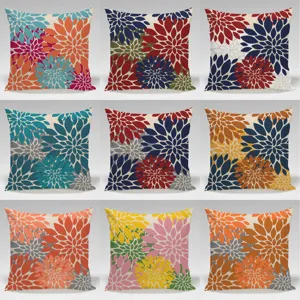 Dahlia floral decorative throw pillow cover set, modern printed cushion case for home sofa.