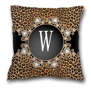 Housse de coussin léopard de luxe avec lettre W taie d'oreiller décorative pour canapé lit