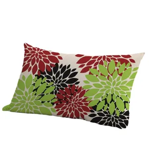 Rectangular dahlia floral pattern throw pillow cover for living room sofa bedroom decor