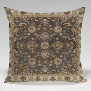 Detailed view of Persian style throw pillow cover featuring intricate vintage floral damask design.