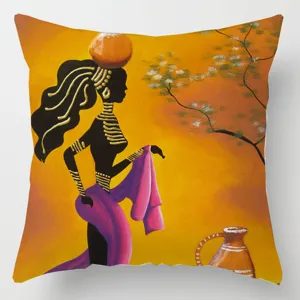 Housse de coussin art africain impression numérique taie d'oreiller décorative pour canapé salon