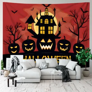 Halloween Wandbehang Tapisserie Hintergrund für Wohnzimmer Schlafzimmer Party Heimtextil