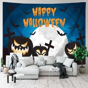 Halloween Wandteppich gruseliger Kürbis Mond Hintergrundtuch für Party Wohnkultur.
