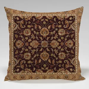 Close-up detail of vintage Persian style floral throw pillow cover with elegant design.