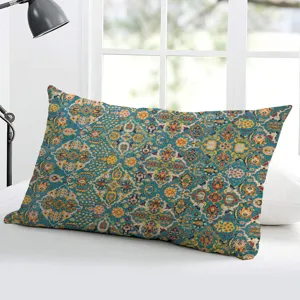 Fodera per cuscino rettangolare stile persiano retrò, cuscino decorativo floreale etnico.
