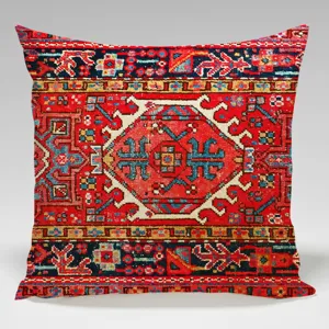 Fodera per cuscino quadrata con motivo tappeto persiano vintage, fodera decorativa etnica.