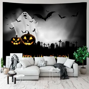 Halloween Geist Kürbis Wandbehang Teppich für Wohnzimmer Schlafzimmer Party Deko Stoff.