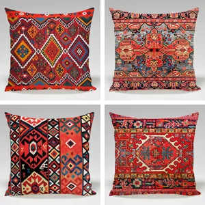 Federa per Cuscino Quadrata Stile Persiano Etnico Motivo Geometrico Retro Federa Decorativa per Divano Letto Decorazione